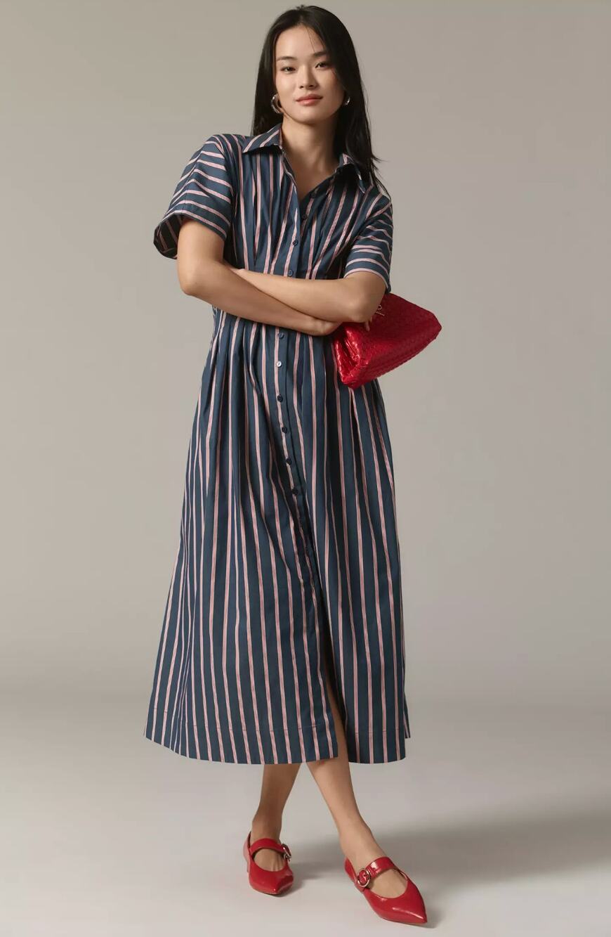 EXQUISE Tobie Marin Dress in Navy Stripe Size Medium
